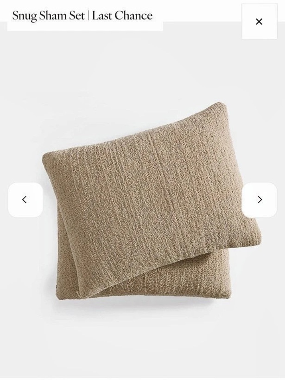 NWT! Sunday Citizen Snug Sham Set - Biscotti